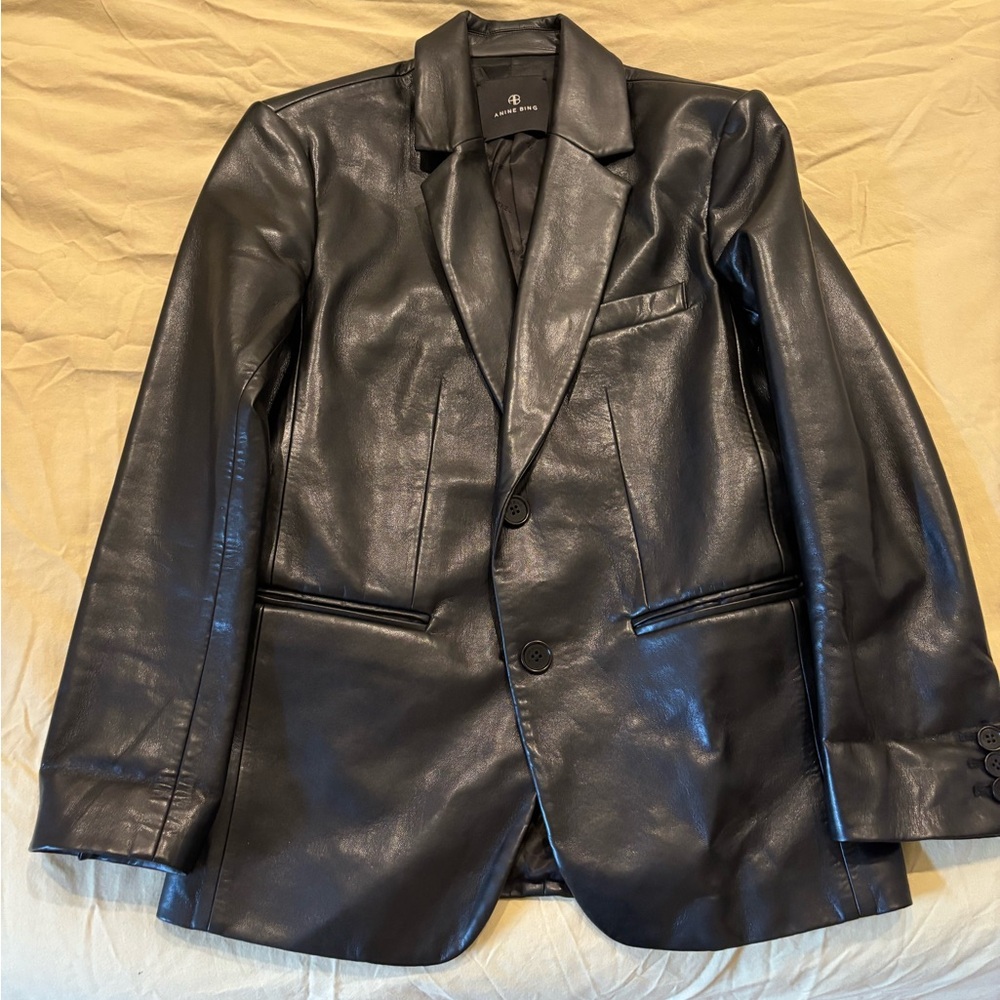 Anine Bing Classic Leather Blazer